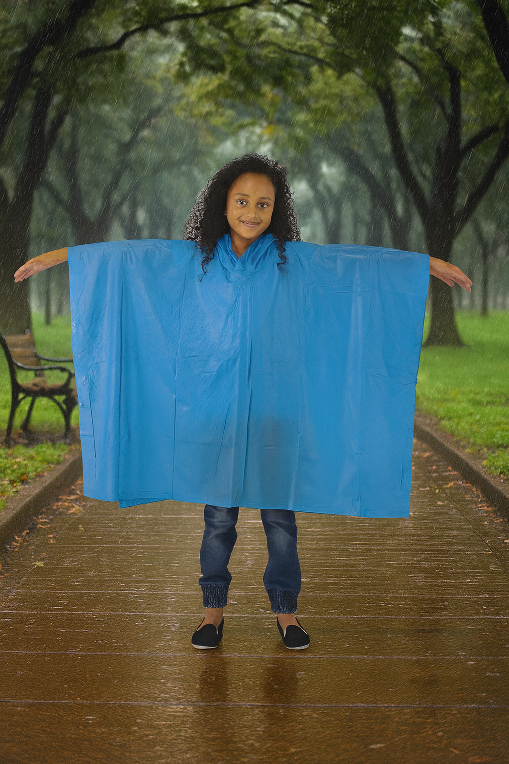 Child Waterproof Rain Poncho With Hood – (suit 6-10yrs) – StayDry