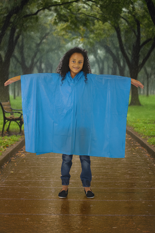 Child Waterproof Rain Poncho With Hood – (suit 6-10yrs)