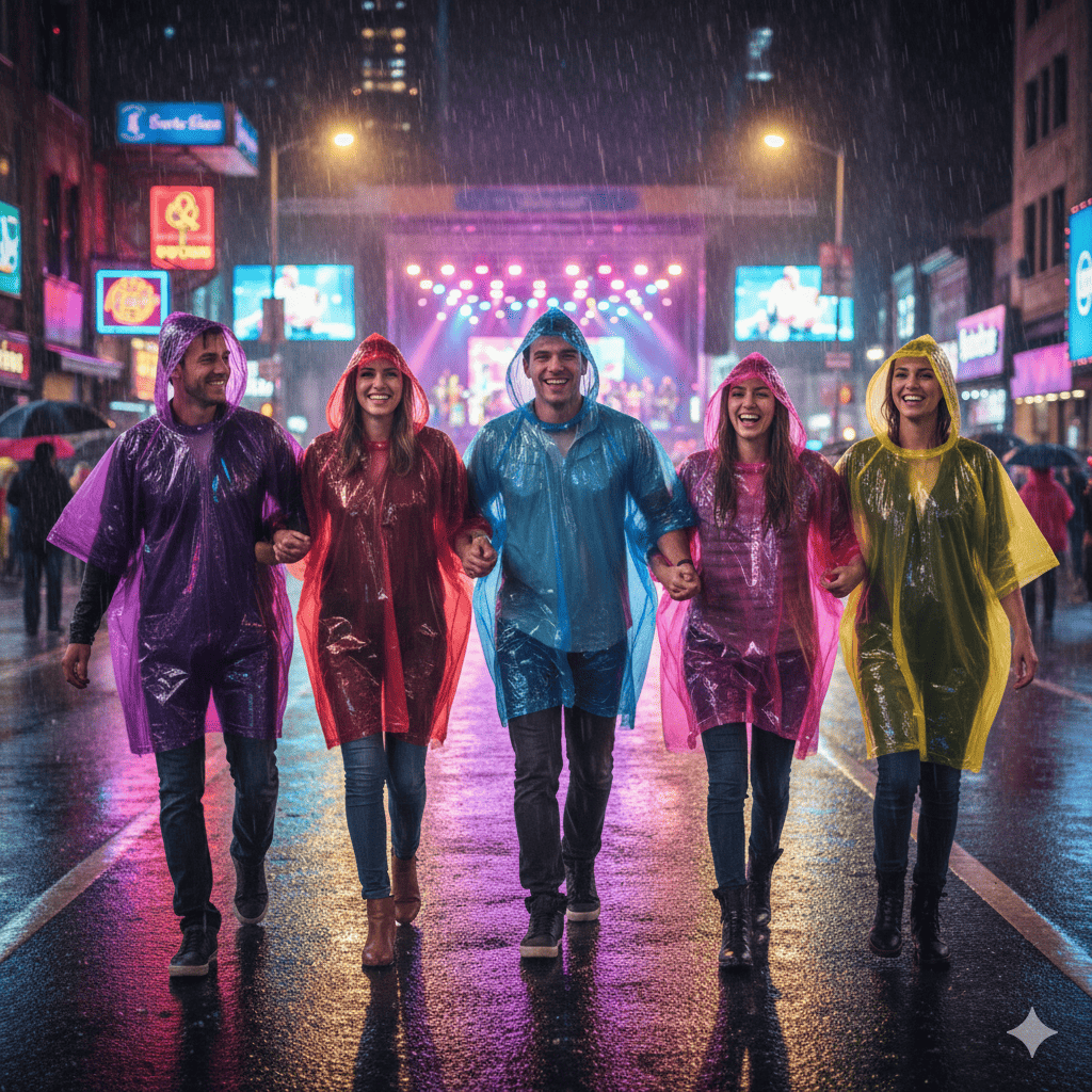 Waterproof Emergency Adult Disposable Rain Poncho With Hood – Pack of 10