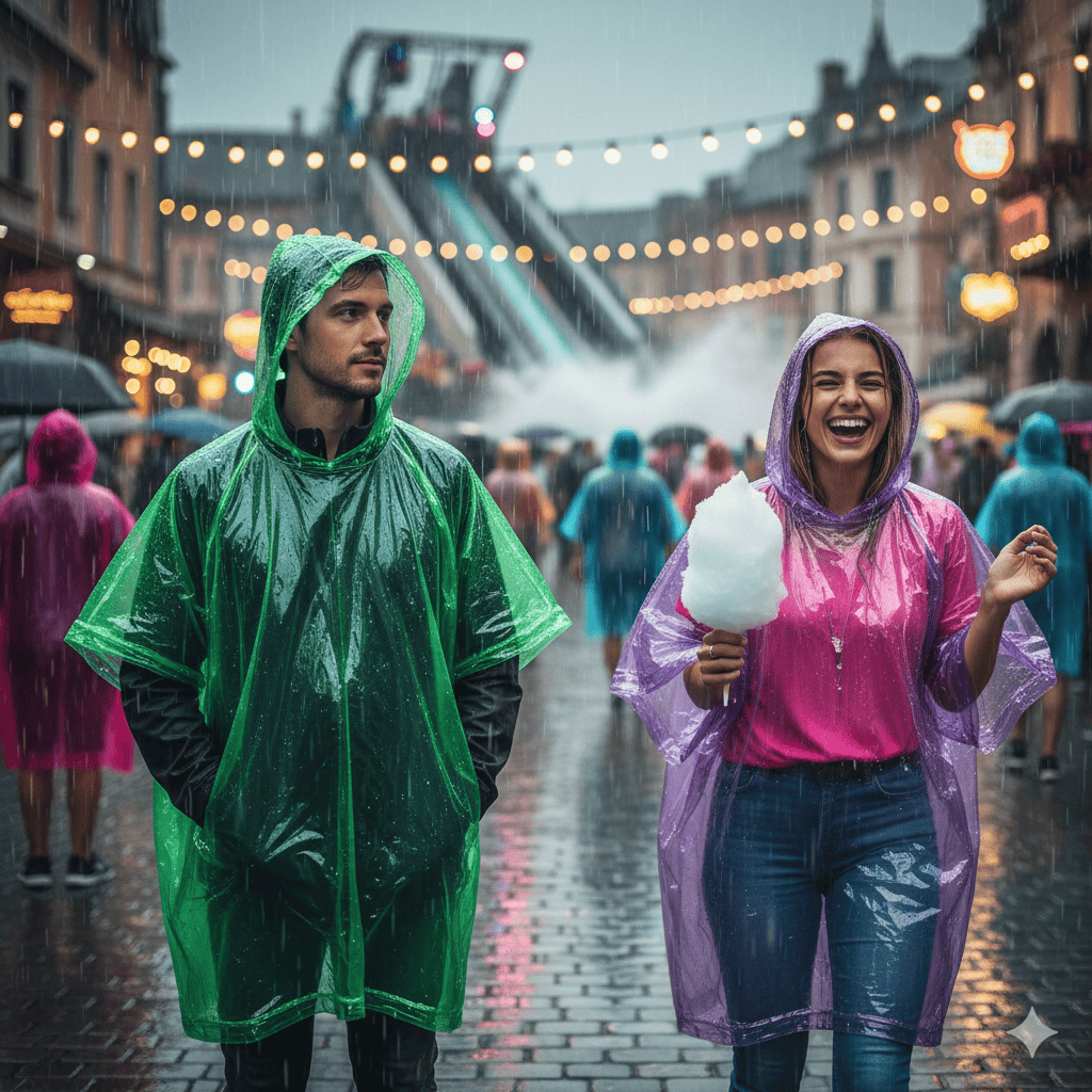 Waterproof Emergency Adult Disposable Rain Poncho With Hood – Pack of 10