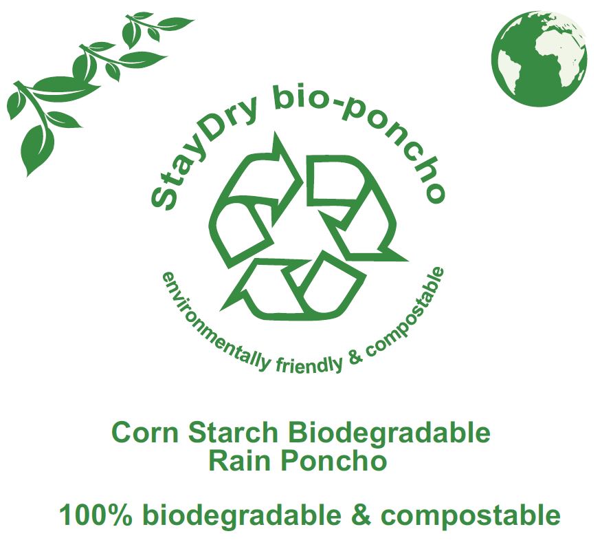 Biodegradable Waterproof Rain Ponchos, Pack of 10