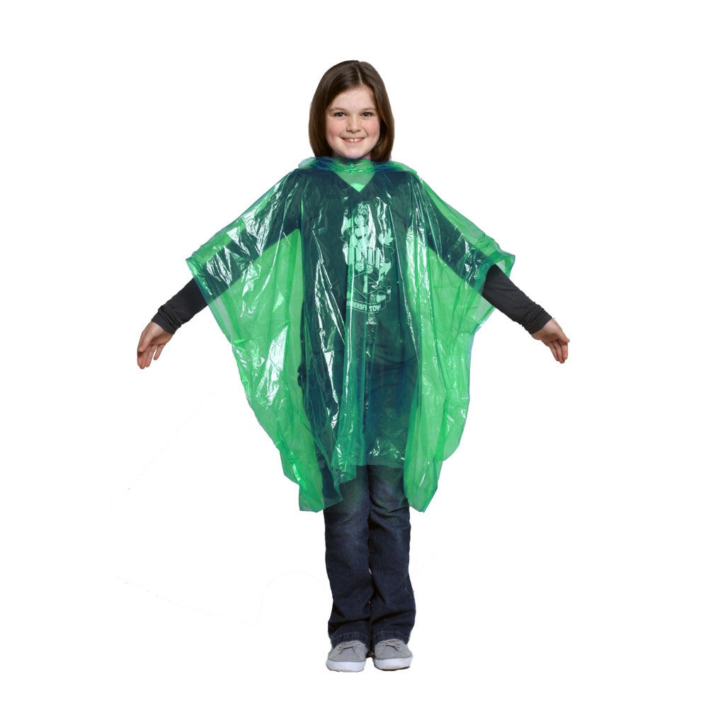 Waterproof Emergency Child Rain Poncho With Hood – Disposable – Pack of 10