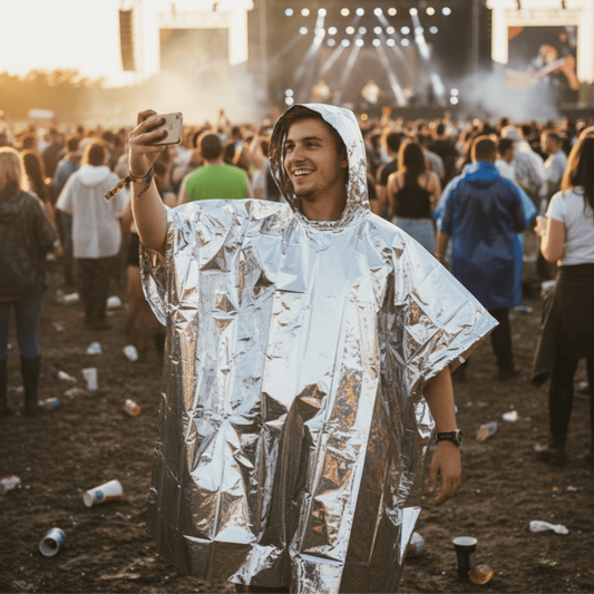 Silver Emergency Foil Poncho With Hood – pack of 4