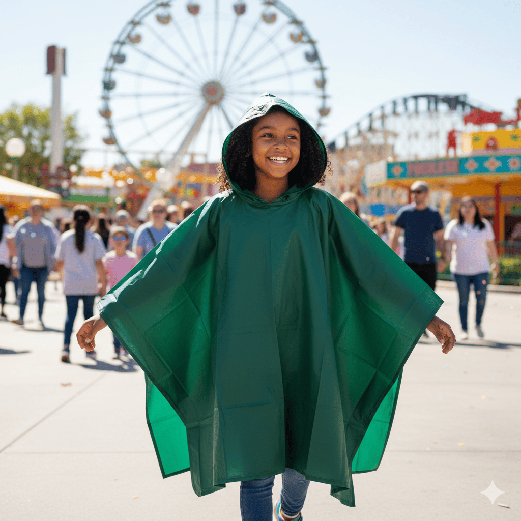 Childs Waterproof Rain Poncho With Hood – EVA Reusable