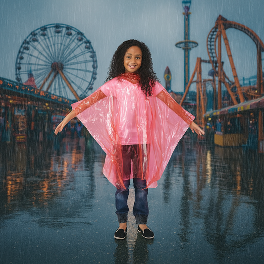 Waterproof Emergency Child Rain Poncho With Hood – Disposable – Pack of 10