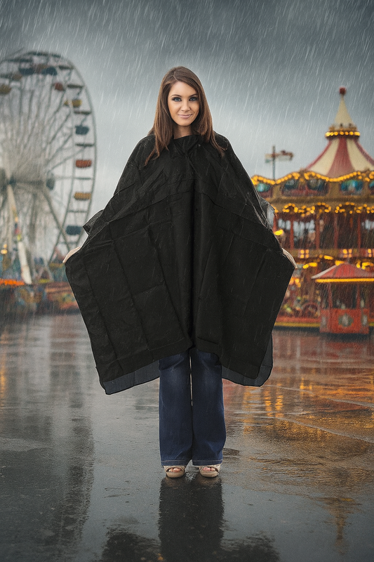 Waterproof PU Coated Nylon Rain Poncho With Hood
