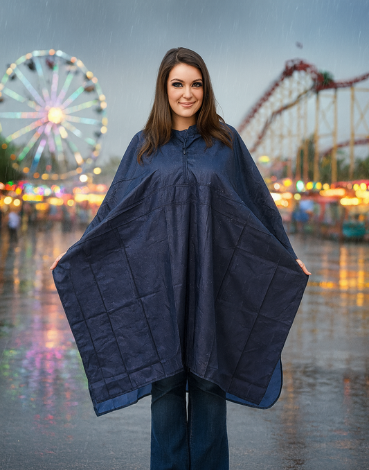 Waterproof PU Coated Nylon Rain Poncho With Hood