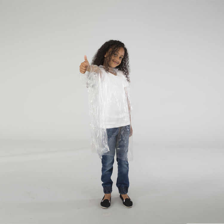 Waterproof Emergency Child Rain Poncho With Hood – Disposable – Pack of 10