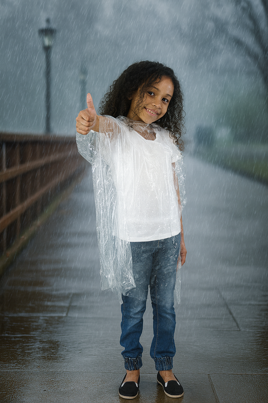 Child Degradable Waterproof Eco-Poncho With Hood – Pack of 10