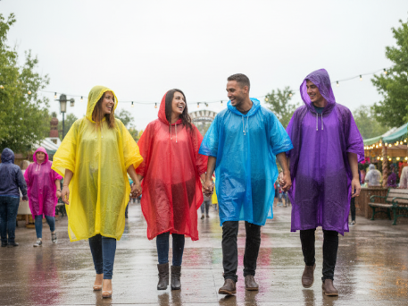 Waterproof Rain Poncho Deluxe PVC With Hood, Adult Size