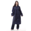 Water Resistant Raincoat With Hood - PU Coated Nylon - Blue