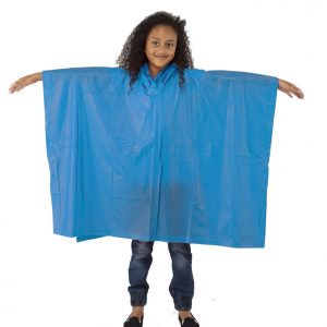 Child Waterproof Rain Poncho suit 6-10yrs Reusable Deluxe PVC Blue