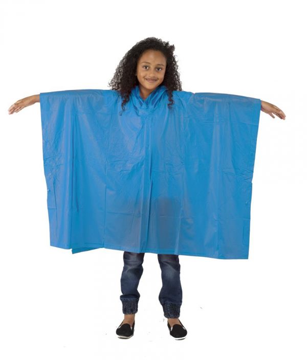 Child Waterproof Rain Poncho suit 6-10yrs Reusable Deluxe PVC Blue