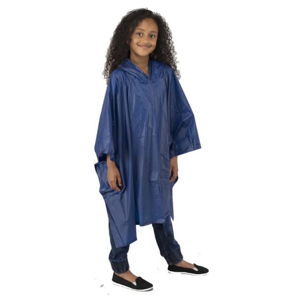 Child-Waterproof-Rain-Poncho-suit-6-10yrs-Reusable-Deluxe-PVC-Dark-Blue