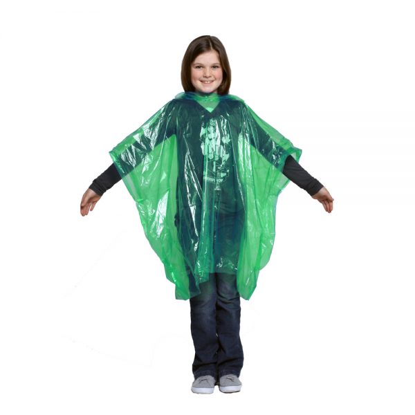 Child green LDPE rain poncho