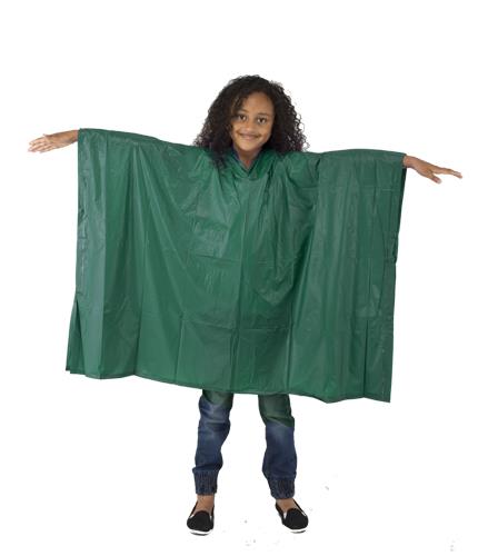 Childs Waterproof Rain Poncho - EVA Reusable Green