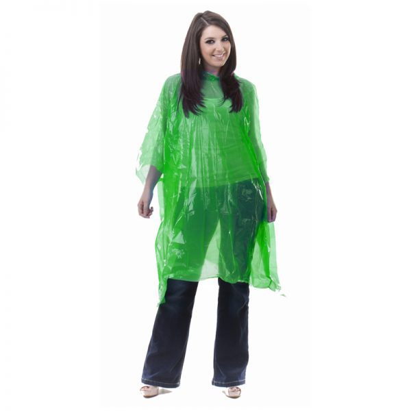 Green LDPE rain poncho